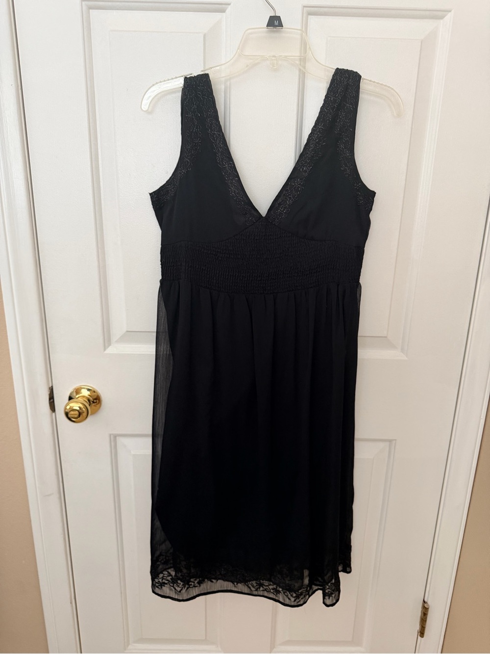 Guess Black V-Neck Lace Trim Slip Dress